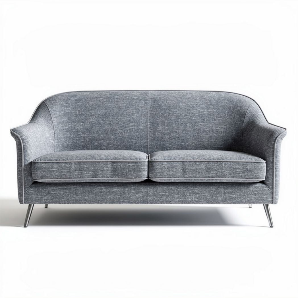 Divano in tessuto grigio con struttura metallica 165 x 85 x 75cm
