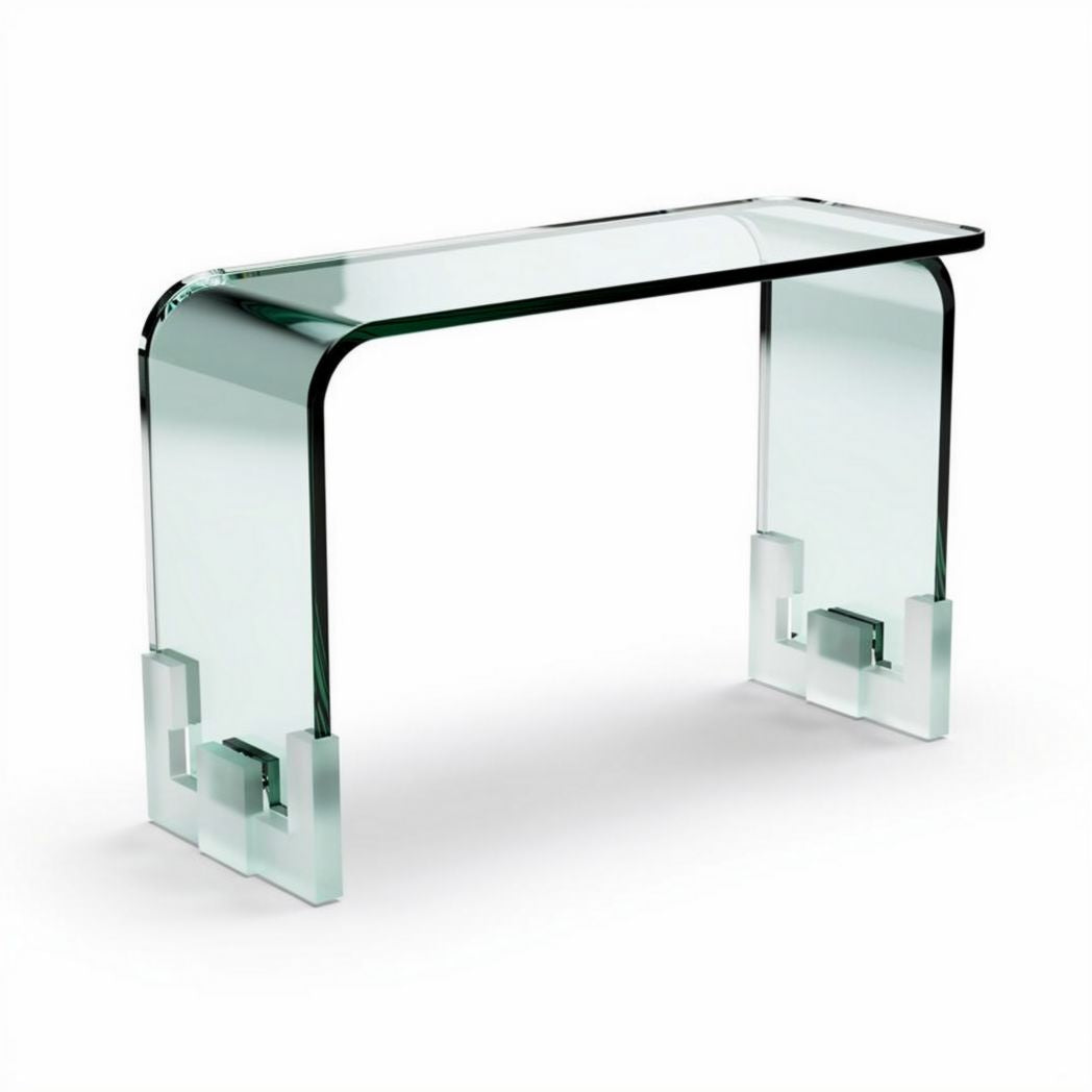 Tavolo in vetro temperato trasparente per ufficio 90 x 40 x 75cm