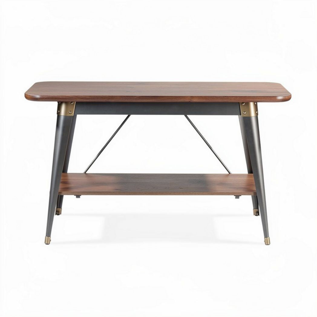 Scrivania moderna in legno e metallo 120 x 60 x 75cm con ripiano inferiore