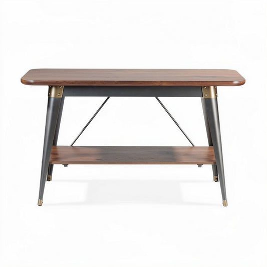 Scrivania moderna in legno e metallo 120 x 60 x 75cm con ripiano inferiore