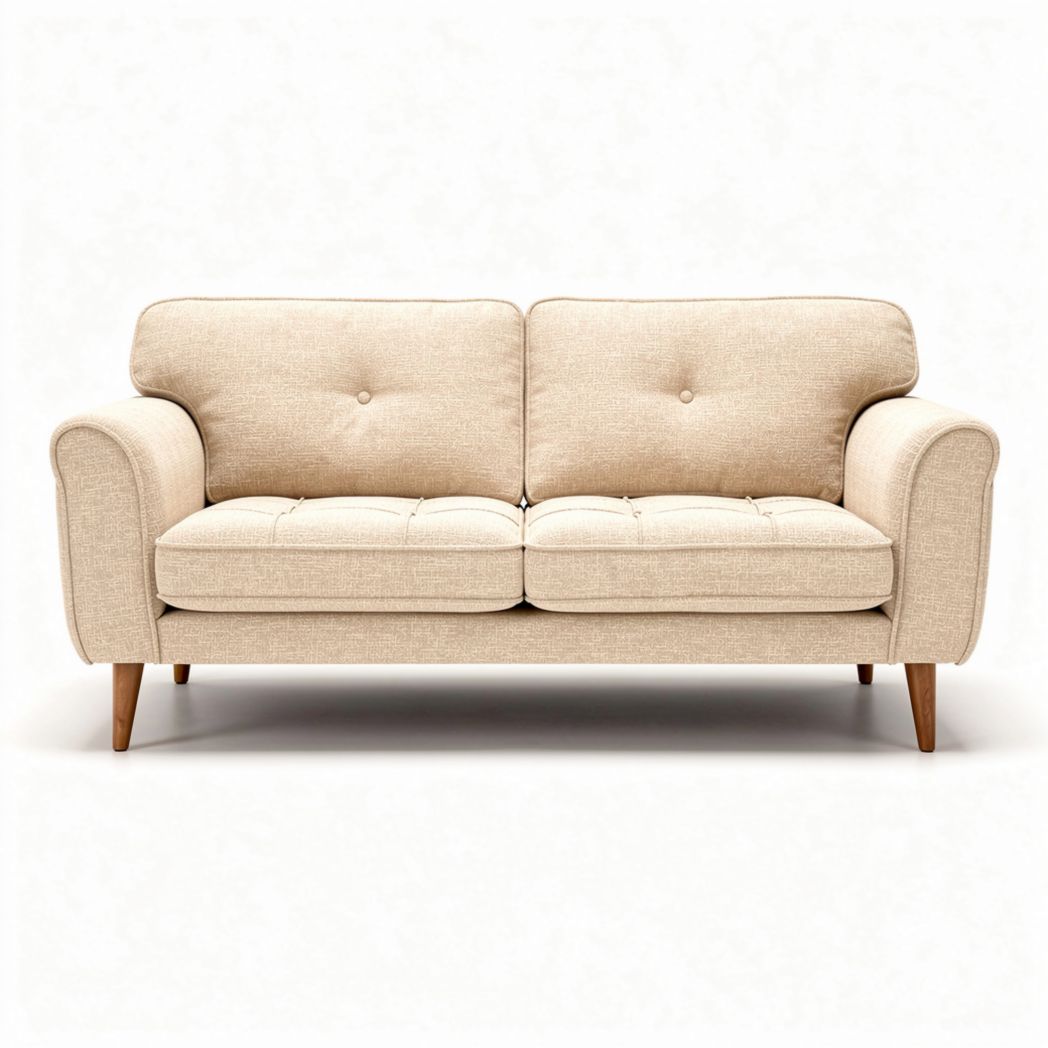 Divano beige in tessuto con struttura in legno dimensioni 180 x 80 x 75cm