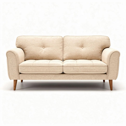 Divano beige in tessuto con struttura in legno dimensioni 180 x 80 x 75cm